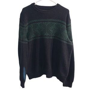 Vintage Navy Green Retro 90s Dad Sweater